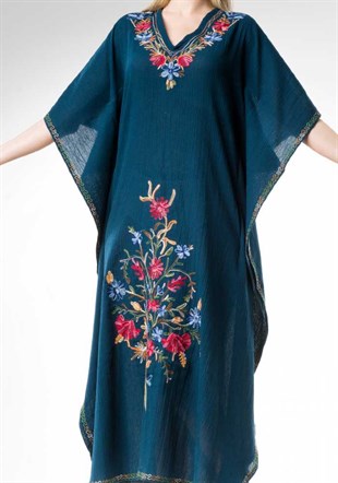 Yarasa Kesim Petrol Mavisi Elbise
